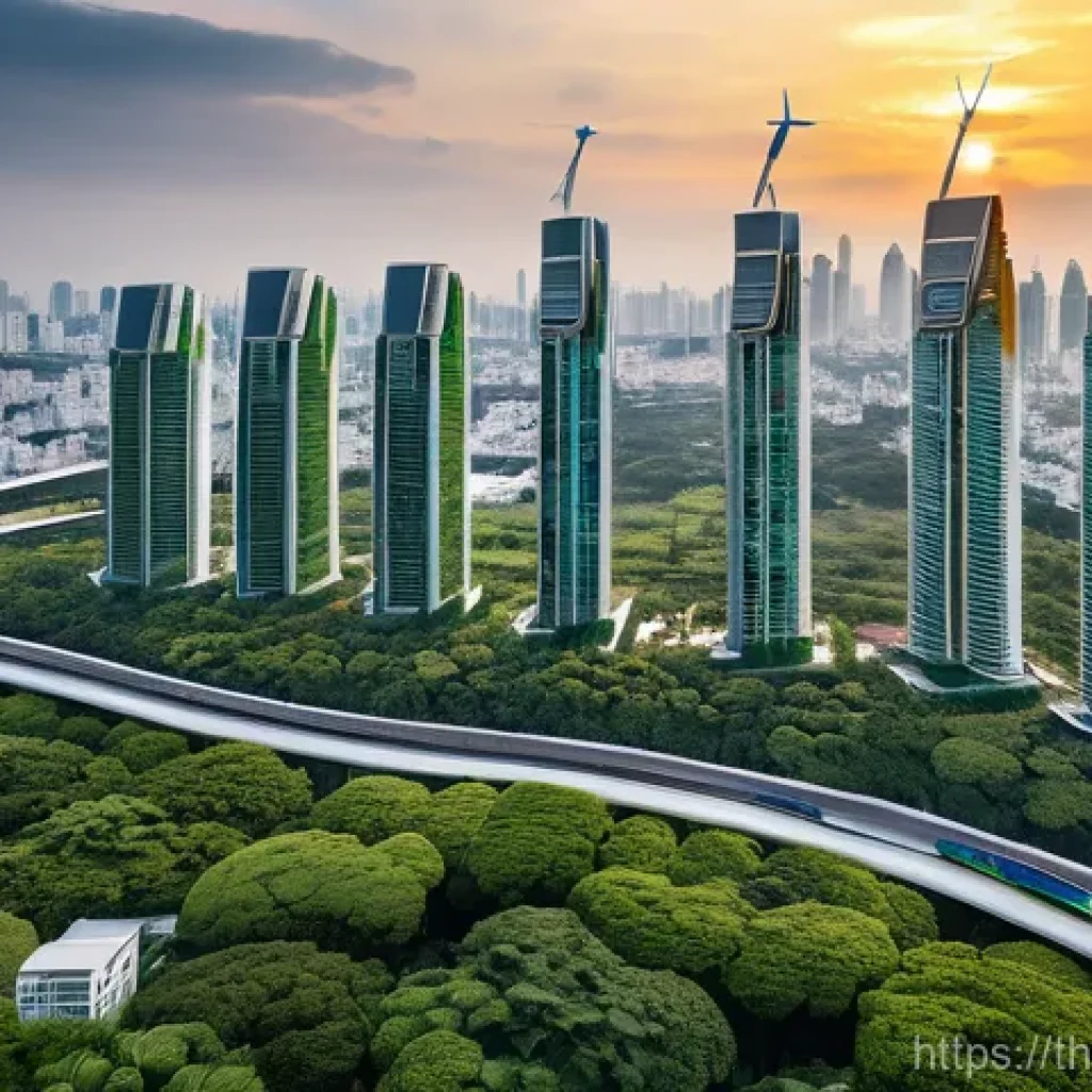 탄소예산 정책의 실행 과정에서의 과제 - **Prompt:** A vibrant, futuristic cityscape of Bangkok at a pleasant golden hour, showcasing Thailan...