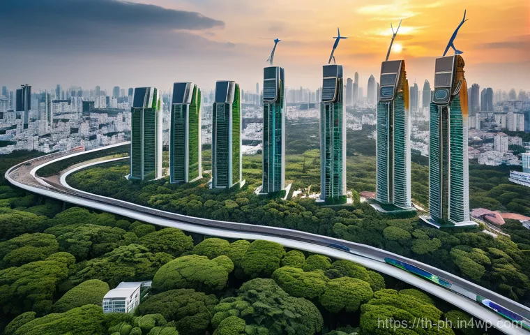 탄소예산 정책의 실행 과정에서의 과제 - **Prompt:** A vibrant, futuristic cityscape of Bangkok at a pleasant golden hour, showcasing Thailan...
