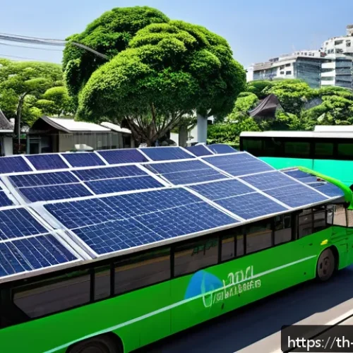 탄소예산 기반의 기후 변화 정책 동향 - A vibrant urban scene in Bangkok showcasing advanced renewable energy integration: solar panels on r...
